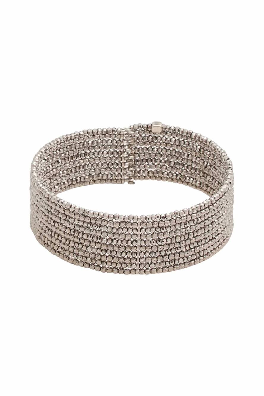 NEW BRUNELLO CUCINELLI women's multi-row cuff bracelet in silver